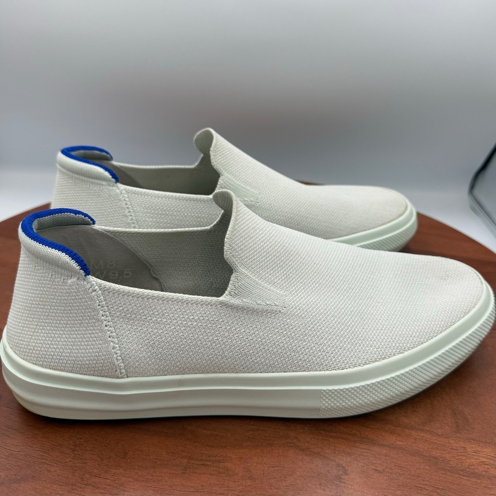 Rothy's The City Slip On Sneaker Womens 9.5 White Blue Trim Knit Classic Comfort - Picture 8 of 15